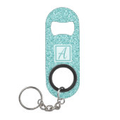 Custom Monogram Blue Sparkle Mini Flaschenöffner (Vorderseite)