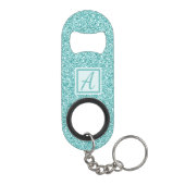 Custom Monogram Blue Sparkle Mini Flaschenöffner (Rückseite)