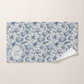 Custom Monogram Blue Toile Weihnachtsschmuck Badhandtuch Set (Handtuch)