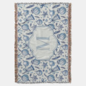 Custom Monogram Blue Toile Weihnachtsschmuck Decke (Vorderseite Vertikal)