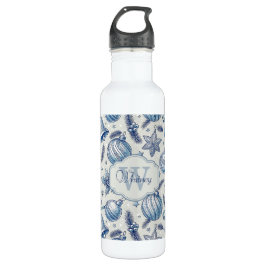 Custom Monogram Blue Toile Weihnachtsschmuck Edelstahlflasche