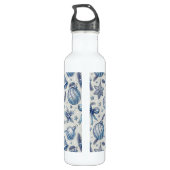 Custom Monogram Blue Toile Weihnachtsschmuck Edelstahlflasche (Rückseite)