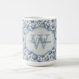 Custom Monogram Blue Toile Weihnachtsschmuck Kaffeetasse
