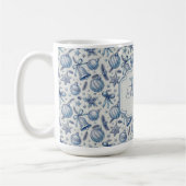 Custom Monogram Blue Toile Weihnachtsschmuck Kaffeetasse (Links)