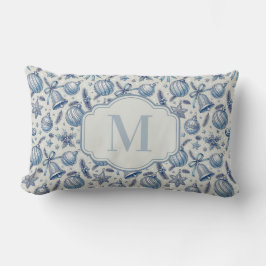 Custom Monogram Blue Toile Weihnachtsschmuck Lendenkissen