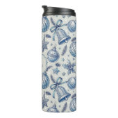 Custom Monogram Blue Toile Weihnachtsschmuck Thermosbecher (Nach rechts gedreht)