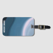 Custom Monogram Blue Watercolor Ocean Gepäckanhänger (Vorderseite (Horizontal))