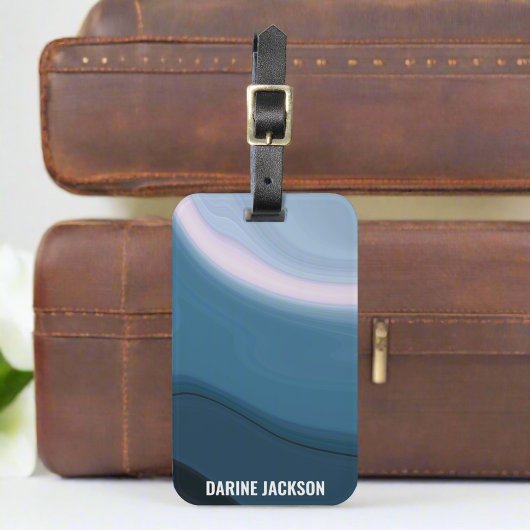 Custom Monogram Blue Watercolor Ocean Gepäckanhänger