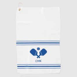 Custom Monogram Blue White Pickleball Sweattuch Golfhandtuch