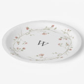 Custom Monogram Blush and Sage Wedding Plate Pappteller (Schrägansicht)
