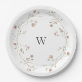 Custom Monogram Blush and Sage Wedding Plate Pappteller (Vorderseite)