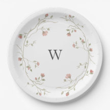 Custom Monogram Blush and Sage Wedding Plate