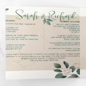 Custom Monogram Blush Floral Wedding Foto Dreifach Gefaltete Einladung (Innen Erste Seite)