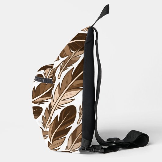 Custom Monogram Boho Feather Sling Bag - Braun (Rechts)