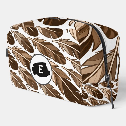 Custom Monogram Boho Feather Toilettenbeutel - Bra Waschbeutel (Rechte Ecke)