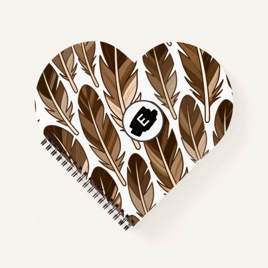 Custom Monogram Boho Heart Notebook - Braun Notizblock (Vorderseite)