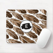 Custom Monogram Boho Mousepad - Brown Feathers (Mit Mouse)
