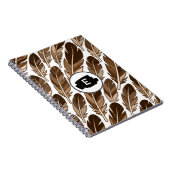Custom Monogram Boho Spiral Notebook Brown Feather Notizblock (Rechte Seite)