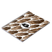 Custom Monogram Boho Spiral Notebook Brown Feather Notizblock (Linke Seite)