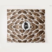 Custom Monogram Boho Tapestry - Brown Feathers Wandteppich (Vorderseite (Horizontal))
