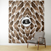 Custom Monogram Boho Tapestry - Brown Feathers Wandteppich (Beispiel)