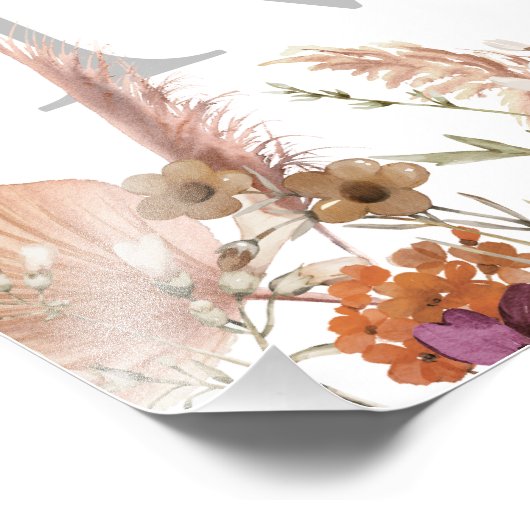 Custom Monogram Boho Wildblume Fotodruck (Ecke)