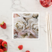 Custom Monogram Bride Groom Name Wedding Rose Nick Serviette (Beispiel)