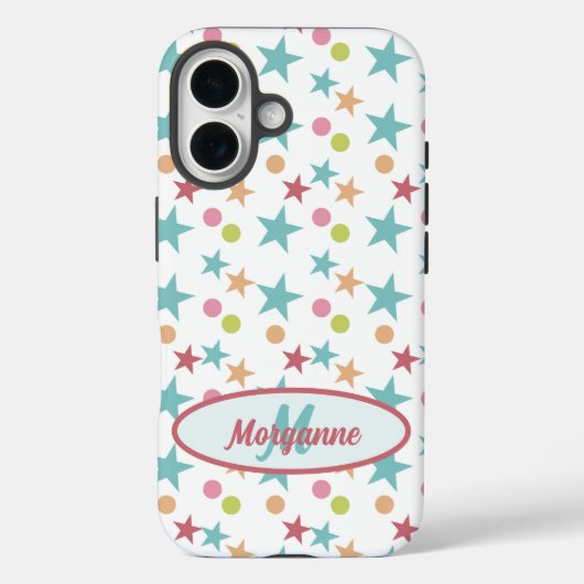 Custom Monogram Bright Pastel fröhliches Muster Case-Mate iPhone Hülle (Rückseite)