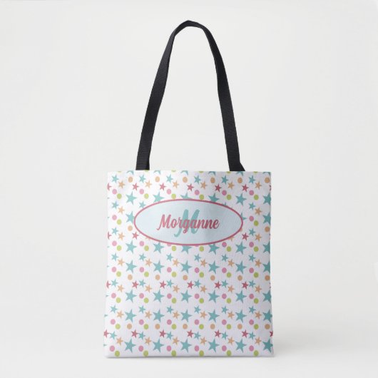 Custom Monogram Bright Pastel fröhliches Muster Tasche (Vorderseite)