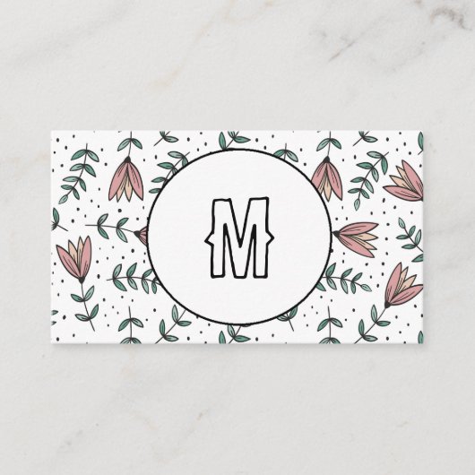 CUSTOM Monogram Business Card Wildblumen Visitenkarte (Vorderseite)