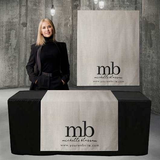 Custom Monogram Business Table Runner Banner Linen Wandteppich