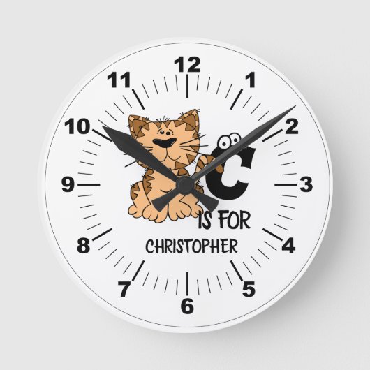 Custom monogram C is for Cats cute kitty kitten Runde Wanduhr (Vorderseite)