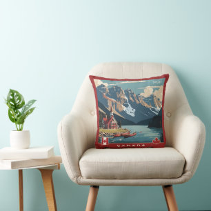 Custom Monogram Canada Travel Poster Kissen