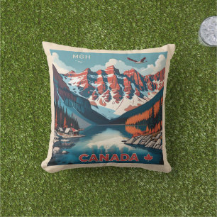 Custom Monogram Canada Travel Poster Kissen