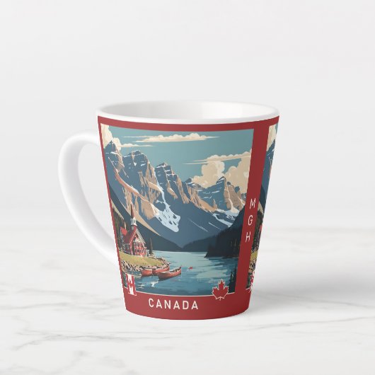 Custom Monogram Canada Travel Poster Milchtasse (Linke Ecke)