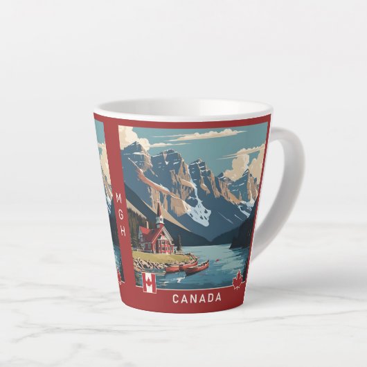 Custom Monogram Canada Travel Poster Milchtasse (Rechte Ecke)
