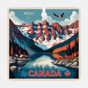 Custom Monogram Canada Travel Poster Ornament Aus Metall