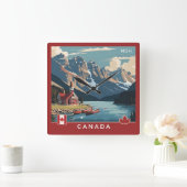 Custom Monogram Canada Travel Poster Quadratische Wanduhr (Zuhause)