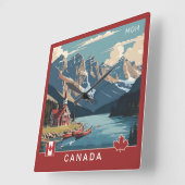 Custom Monogram Canada Travel Poster Quadratische Wanduhr (Winkel)