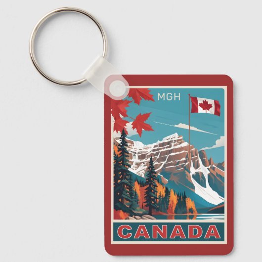 Custom Monogram Canada Travel Poster Schlüsselanhänger (Vorderseite)