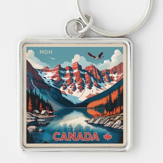 Custom Monogram Canada Travel Poster Schlüsselanhänger (Vorne)