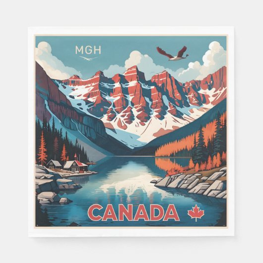 Custom Monogram Canada Travel Poster Serviette (Vorderseite)