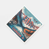 Custom Monogram Canada Travel Poster Serviette (Ecke)
