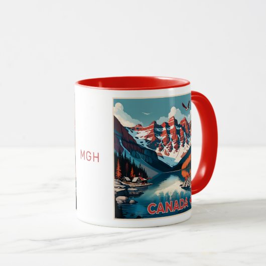 Custom Monogram Canada Travel Poster Tasse (VorderseiteRechts)