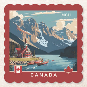 Custom Monogram Canada Travel Poster Untersetzer