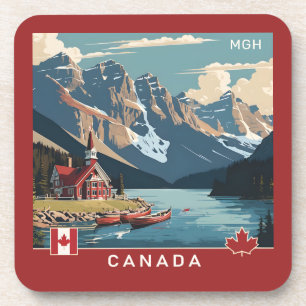 Custom Monogram Canada Travel Poster Untersetzer S