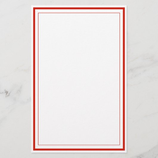 Custom Monogram Candy Red Border Stationery Briefpapier (Rückseite)