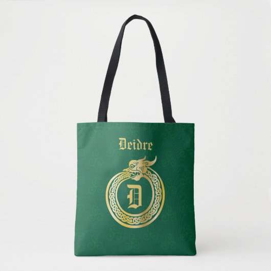 Custom Monogram Celtic Style Gold Toning Ouroboros Tasche (Vorderseite)