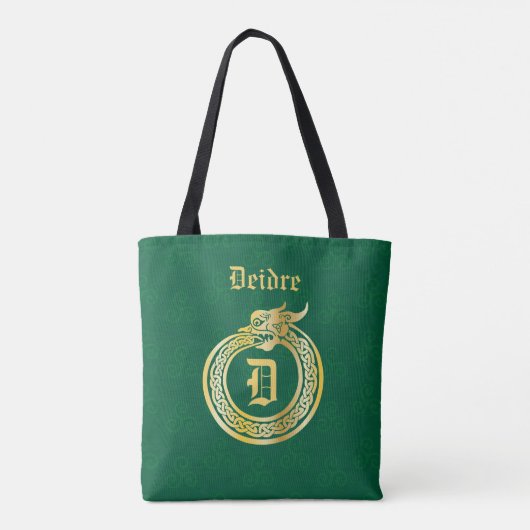 Custom Monogram Celtic Style Gold Toning Ouroboros Tasche (Rückseite)