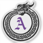 Custom Monogram Celtic Style Ouroboros Aufkleber (Vorderseite)